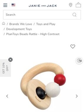 NIB- Plan Toys Wooden Beads Rattle - High Contrast